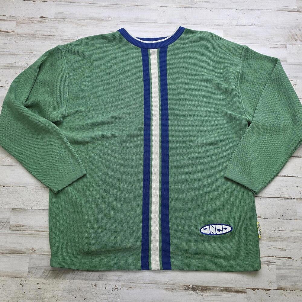 Vintage JNCO Sweater Mens XL Green Center Stripe Y2K Skate Spellout Streetwear